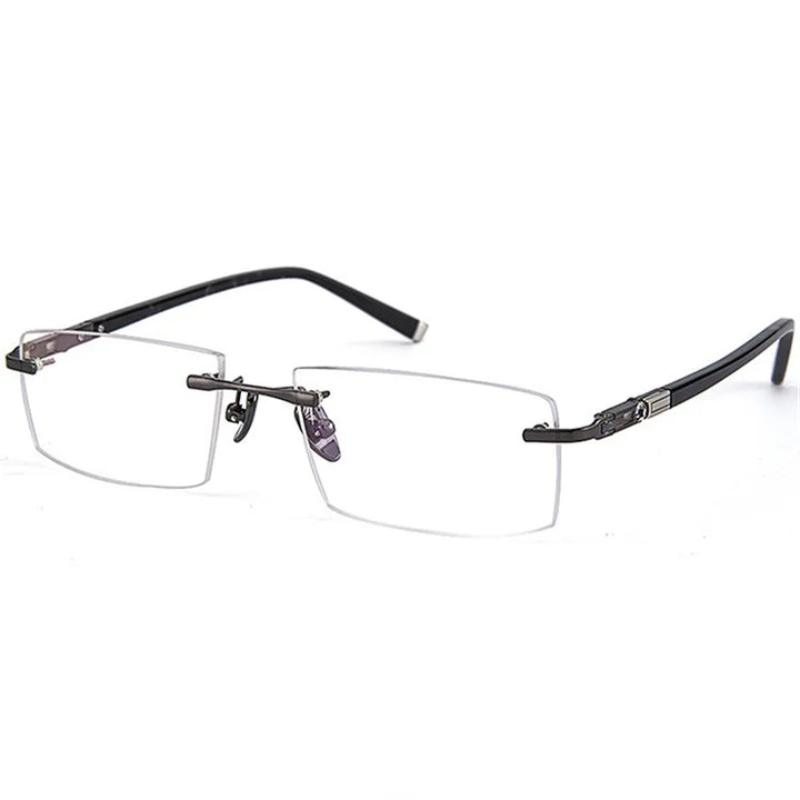 Summer Flower Unisex Rimless Square Alloy Eyeglasses 88836 Full Rim Summer Flower Gray