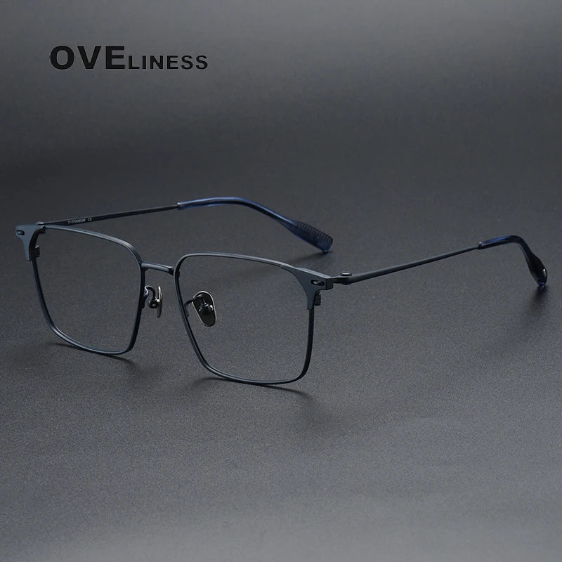 Oveliness Men's Full Rim Square Titanium Eyeglasses 8106 Full Rim Oveliness blue  