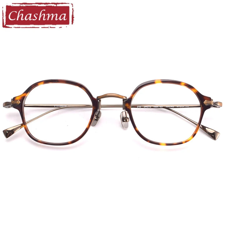 Chashma Unisex Full Rim Flat Top Round Acetate Titanium Eyeglasses 183 Full Rim Chashma