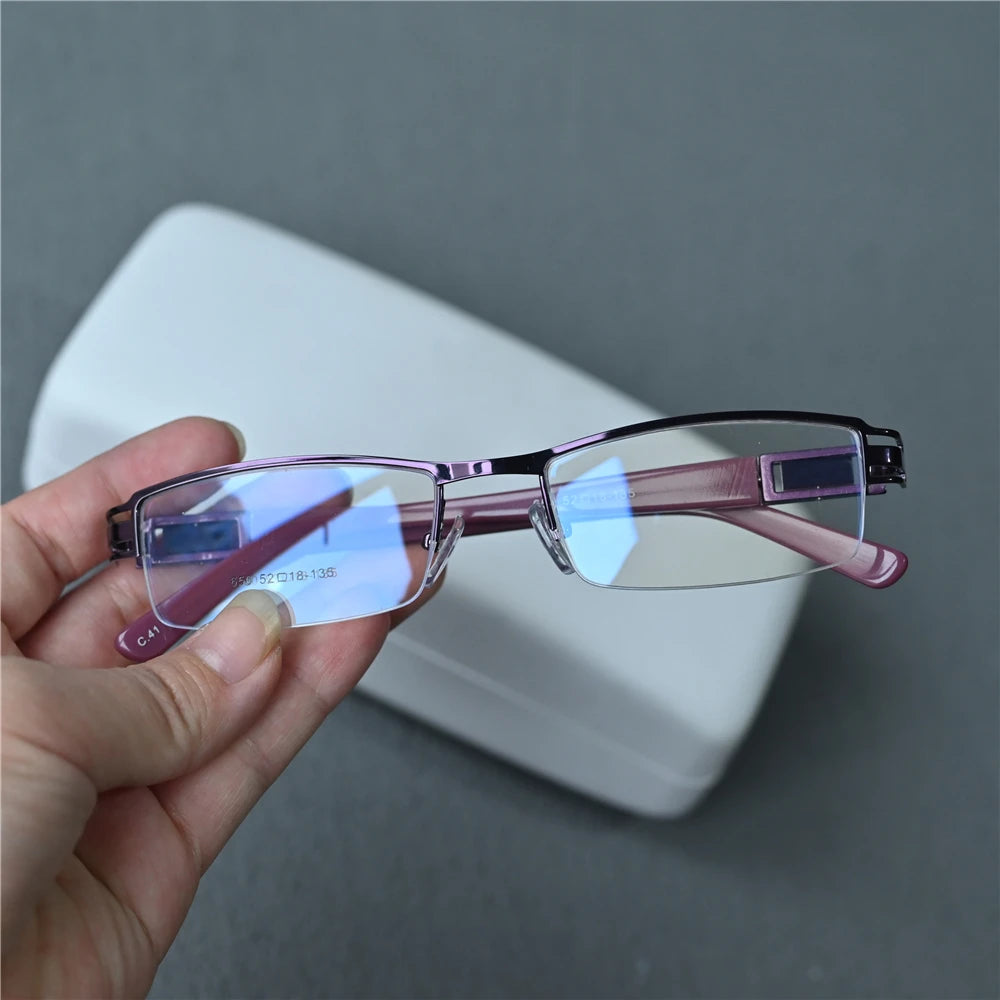 Cubojue Unisex Semi Rim Brow Line Rectangle Alloy Reading Glasses C650 Reading Glasses Cubojue +325 PURPLE