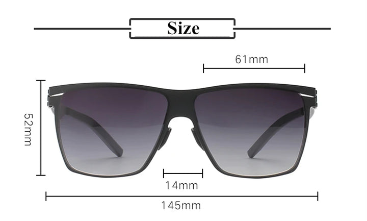 Black Mask Men's Big Square Stainless Steel Screwless Sunglasses 521461  Black Mask   