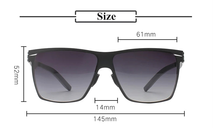 Black Mask Men's Big Square Stainless Steel Screwless Sunglasses 521461 Full Rim Black Mask