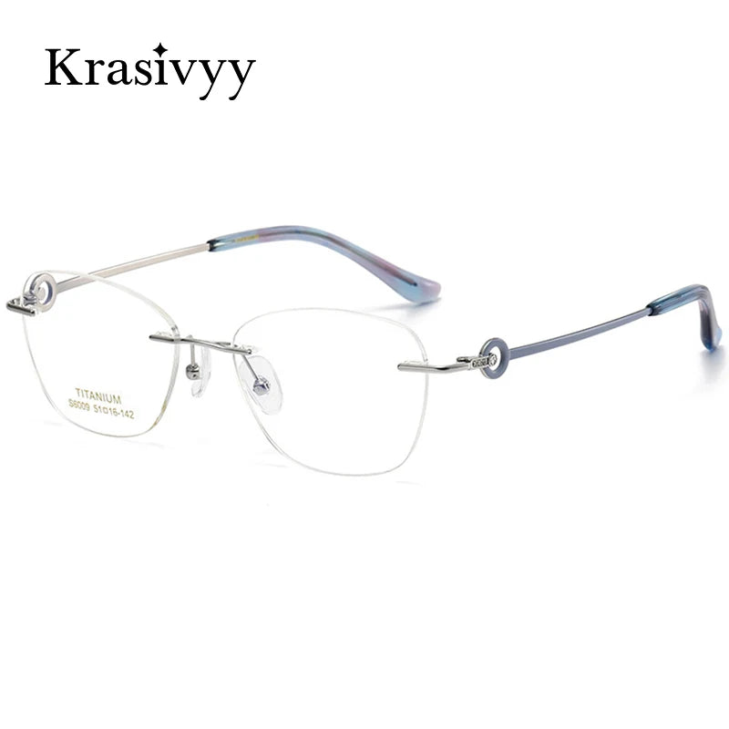 Krasivyy Women's Rimless Polygon Oval Titanium Eyeglasses 96009