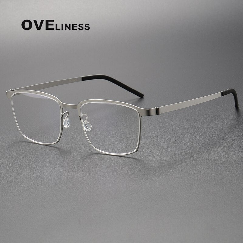 Oveliness Unisex Full Rim Square Titanium Eyeglasses 9619 Full Rim Oveliness silver  