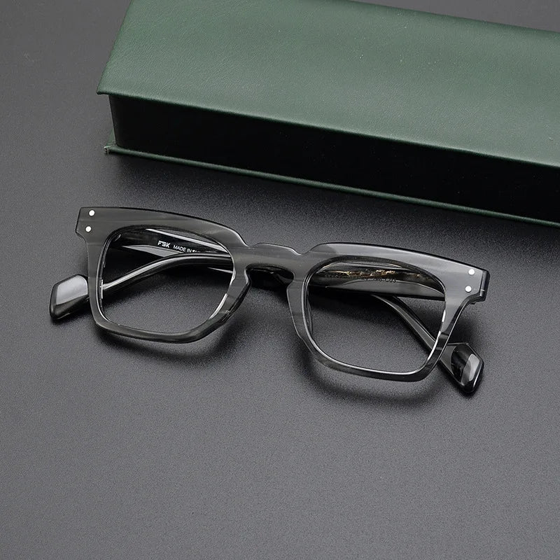CCspace Unisex Full Rim Square Cat Eye Acetate Eyeglasses 57400 Full Rim CCspace gray