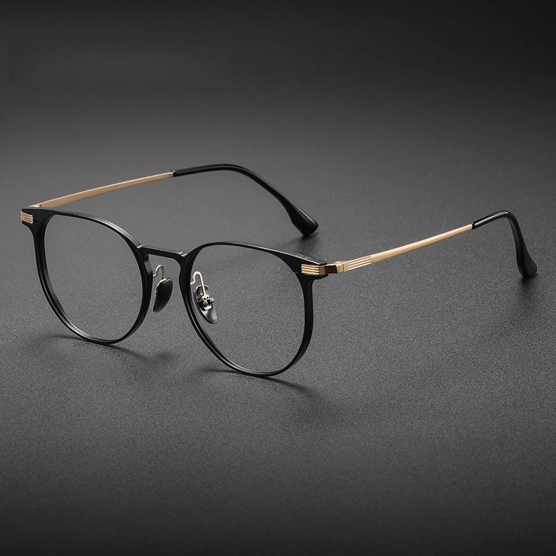 Yimaruili Unisex Full Rim Round Al Mg Titanium Alloy Eyeglasses 20250