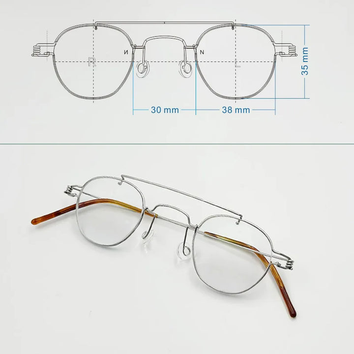 Yujo Unisex Full Rim Round Double Bridge Screwless Steel Eyeglasses 3838 Full Rim Yujo