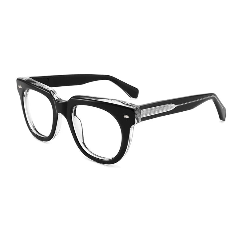 Gatenac Unisex Full Rim Square Acetate Eyeglasses Gxyj1470 Full Rim Gatenac Black Transparent