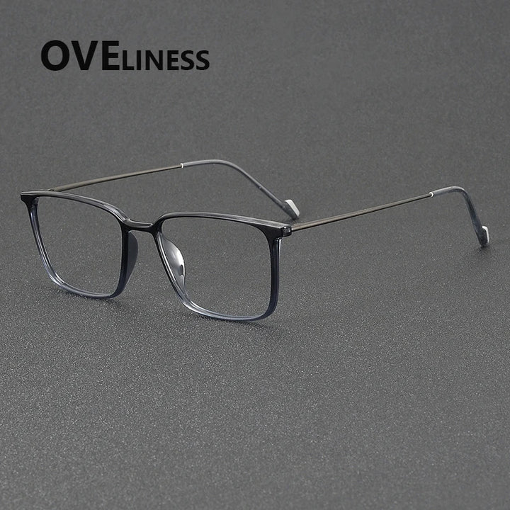 Oveliness Women's Full Rim Square Tr 90 Titanium Eyeglasses 92346 Full Rim Oveliness grey blue