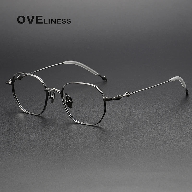 Oveliness Unisex Full Rim Polygon Titanium Eyeglasses 4220 Full Rim Oveliness gun