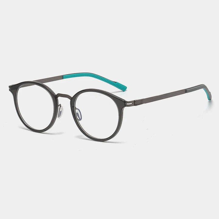 Gatenac Unisex Full Rim Round Titanium Eyeglasses Gxyj1155 Full Rim Gatenac Gray Gun