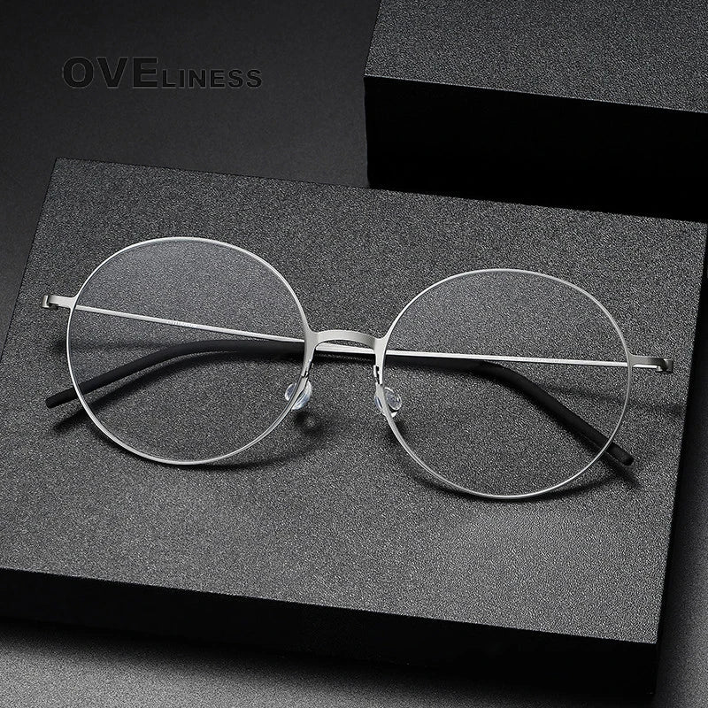 Oveliness Unisex Full Rim Round Screwless Titanium Eyeglasses 5516 Full Rim Oveliness