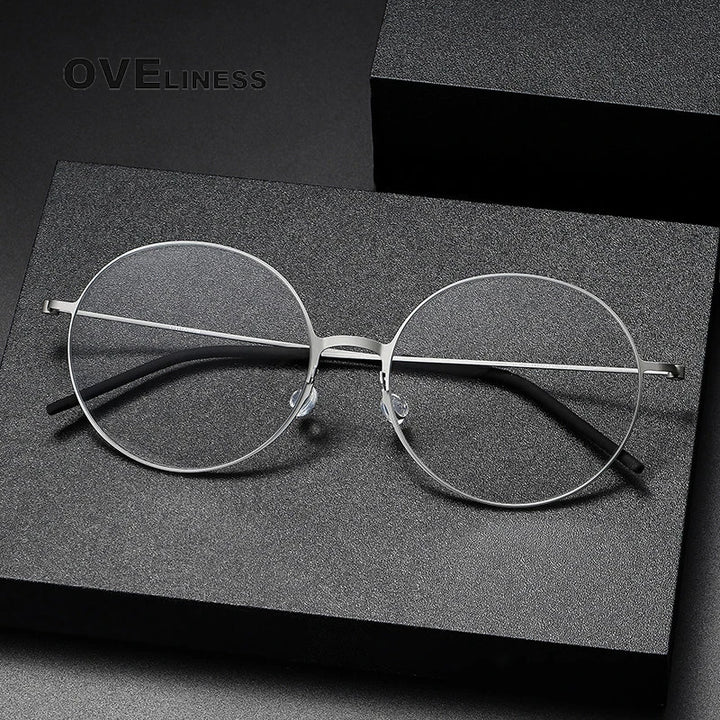 Oveliness Unisex Full Rim Round Screwless Titanium Eyeglasses 5516 Full Rim Oveliness