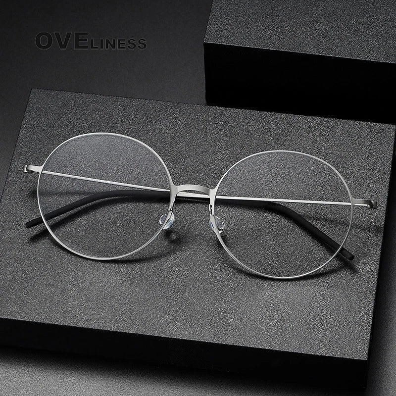 Oveliness Unisex Full Rim Round Screwless Titanium Eyeglasses 5516 Full Rim Oveliness   