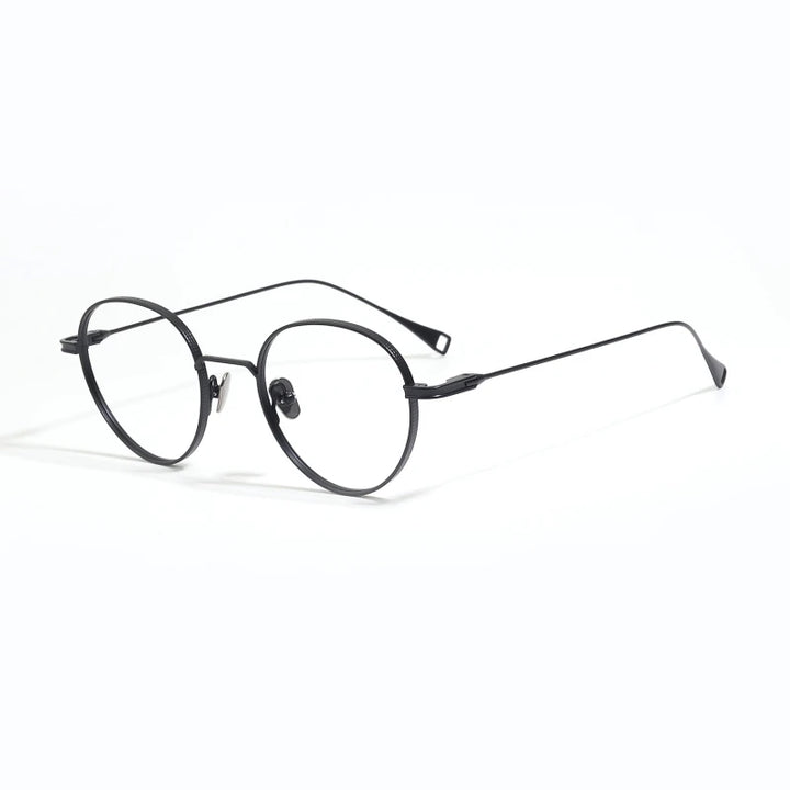 Black Mask Unisex Full Rim Round Titanium Eyeglasses 89012