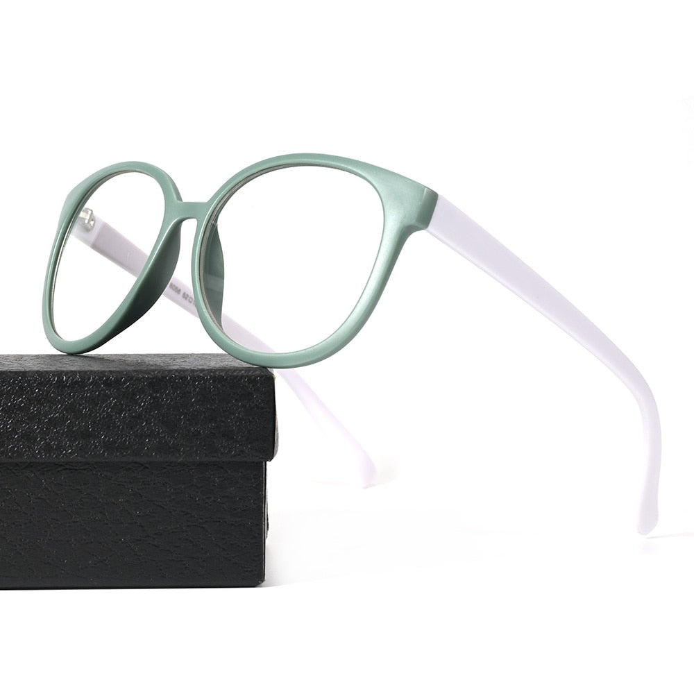 Cubojue Unisex Full Rim Square Tr 90 Titanium Myopic Reading Glasses 8056m Reading Glasses Cubojue no function lens 0 green white