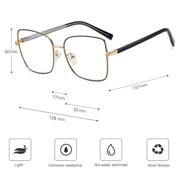 Handoer Women's Full Rim Square Alloy Spring Hinge Eyeglasses 95773