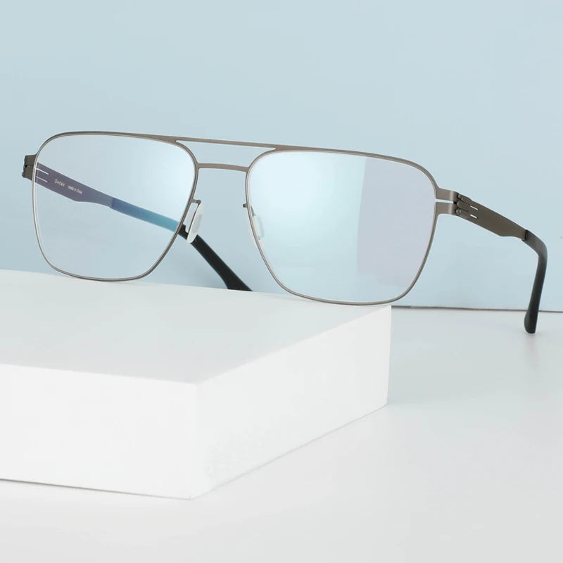 Black Mask Women's Full Rim Square Double Bridge Stainless Steel Eyeglasses Bm001 Full Rim Black Mask Gun Gray