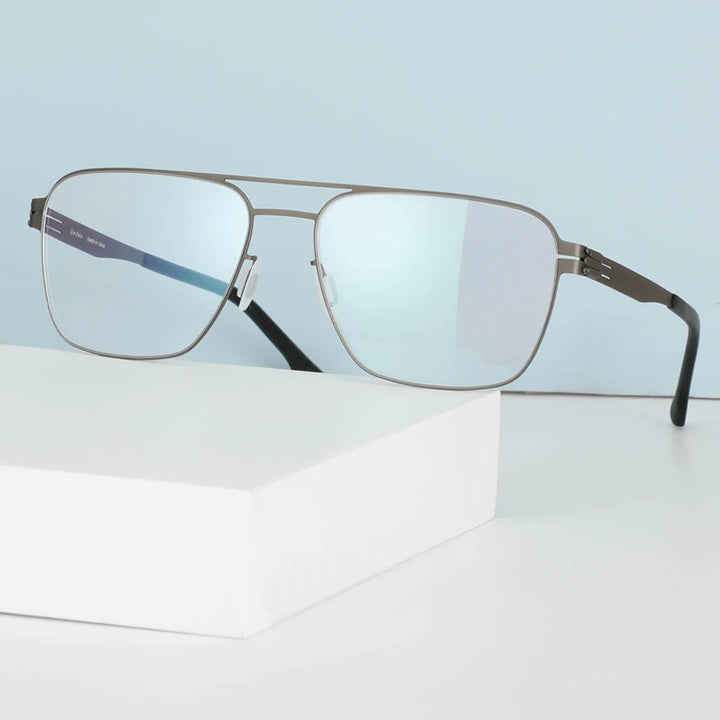 Black Mask Women's Full Rim Square Double Bridge Stainless Steel Eyeglasses Bm001 Full Rim Black Mask Gun Gray