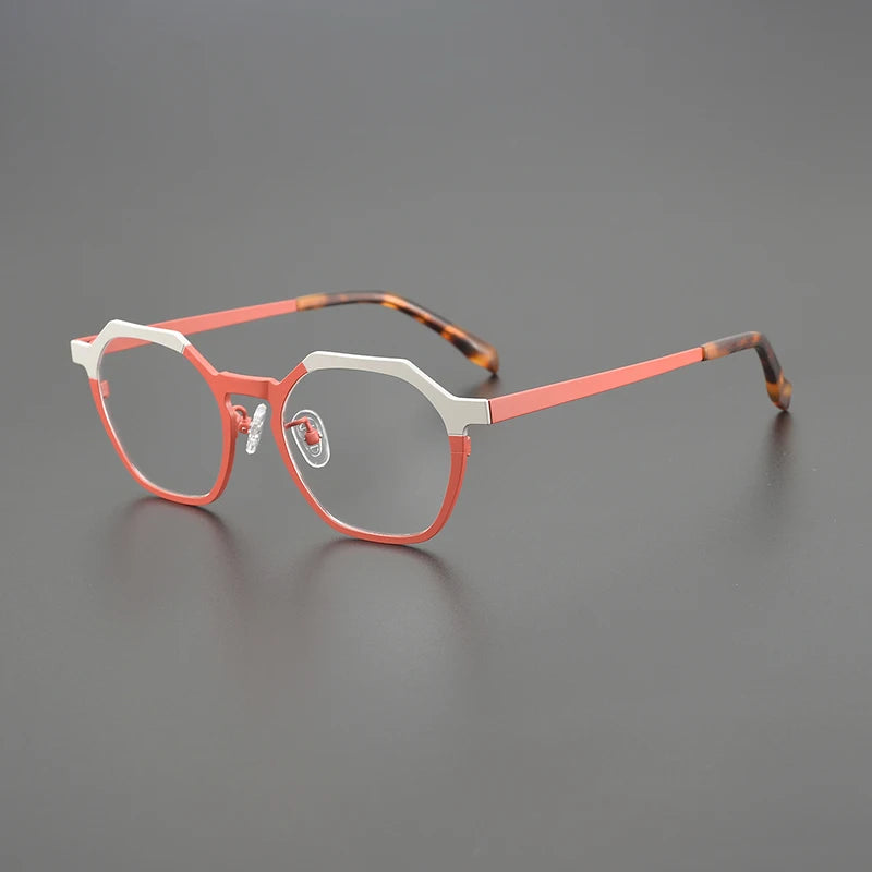 Nobler Unisex Full Rim Flat Top Polygon Titanium Eyeglasses 1858 Full Rim Nobler C3