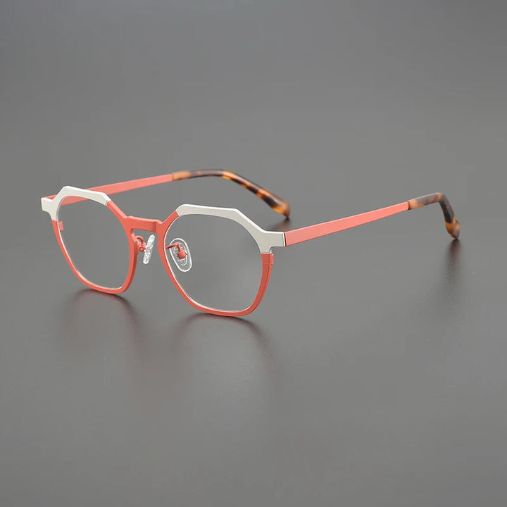 Nobler Unisex Full Rim Flat Top Polygon Titanium Eyeglasses 1858 Full Rim Nobler C3