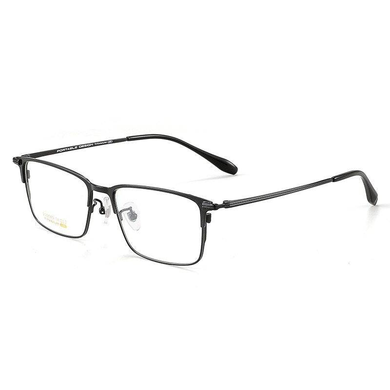 KatKani Unisex Full Rim Large Square Titanium Eyeglasses 99069 Full Rim KatKani Eyeglasses Black  