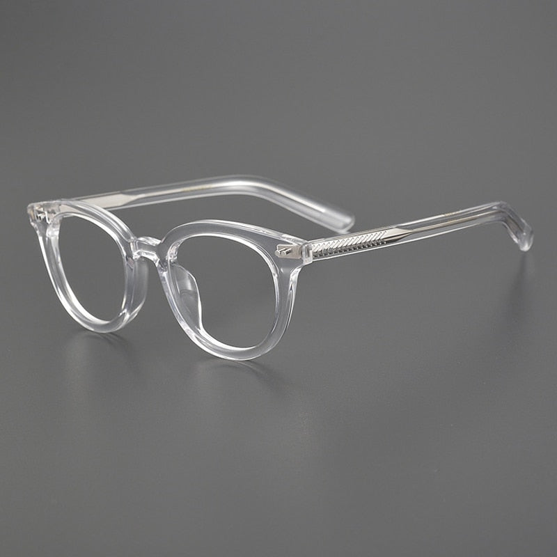 Gatenac Unisex Full Rim Round Square Handcrafted  Acetate Eyeglasses Gxyj1028 Full Rim Gatenac Transparent
