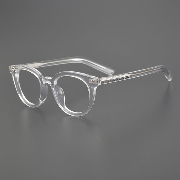Gatenac Unisex Full Rim Round Square Handcrafted  Acetate Eyeglasses Gxyj1028 Full Rim Gatenac Transparent