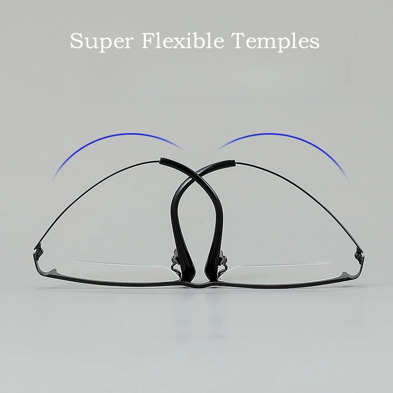 Yimaruili Men's Semi Rim Square Titanium Eyeglasses Y2322 Semi Rim Yimaruili Eyeglasses