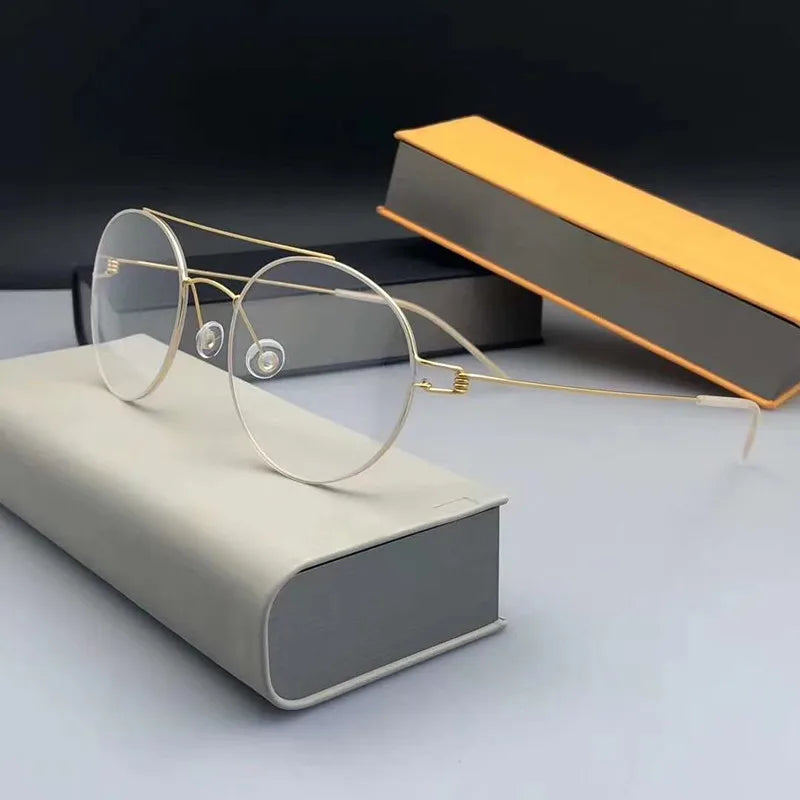 Aimee Women's Full Rim Round Double Bridge Titanium Eyeglasses 15044