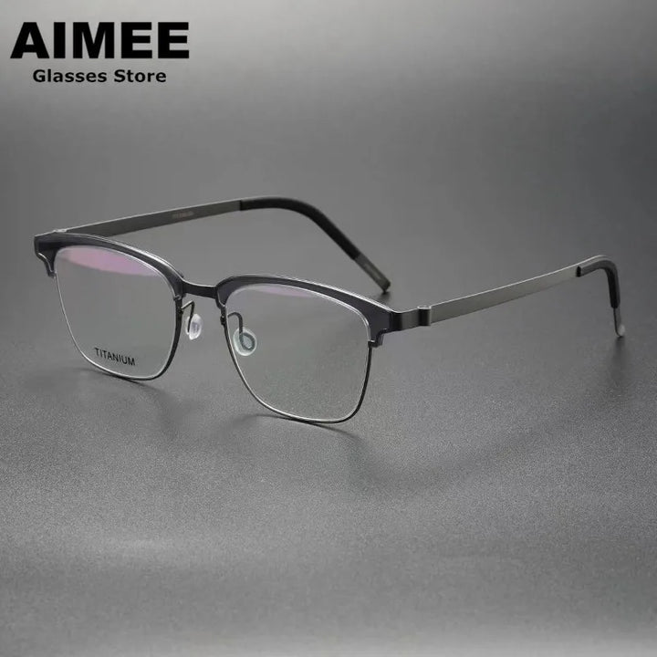 Aimee Unisex Full Rim Square Screwless Titanium Eyeglasses 69835