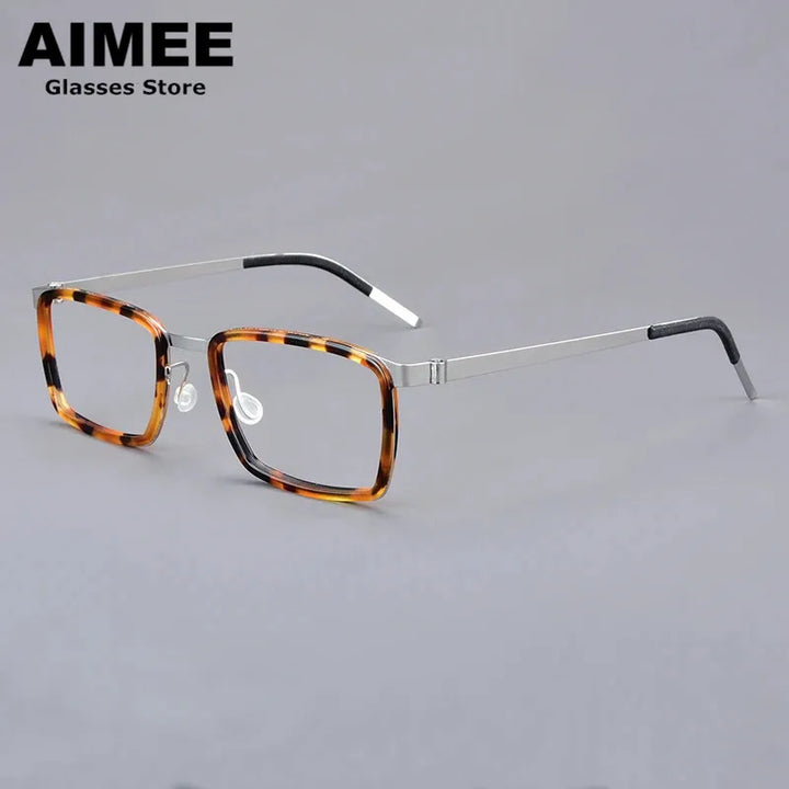 Aimee Unisex Full Rim Square Screwless Titanium Eyeglasses 49711
