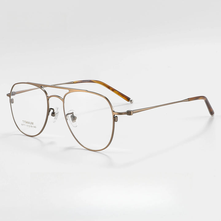 Yimaruili Unisex Full Rim Oval Double Bridge Titanium Eyeglasses 89771