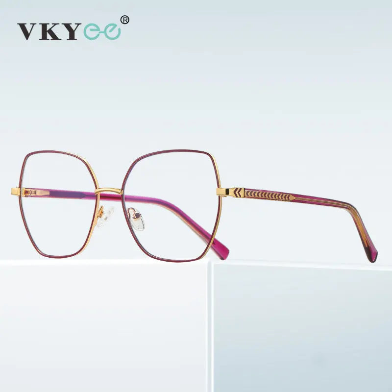 Vicky Women's Full Rim Polygon Cat Eye Stainless Steel Reading Glasses 3076 Reading Glasses Vicky