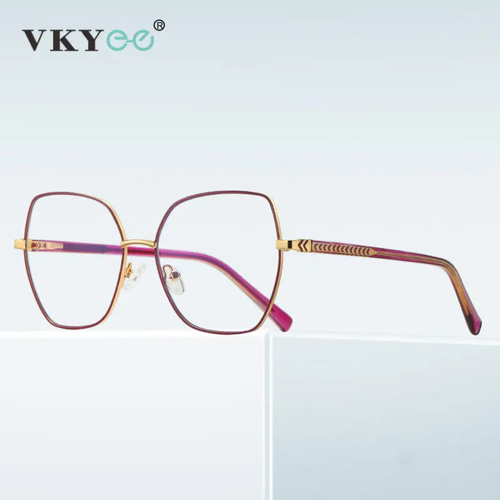 Vicky Women's Full Rim Polygon Cat Eye Stainless Steel Reading Glasses 3076 Reading Glasses Vicky