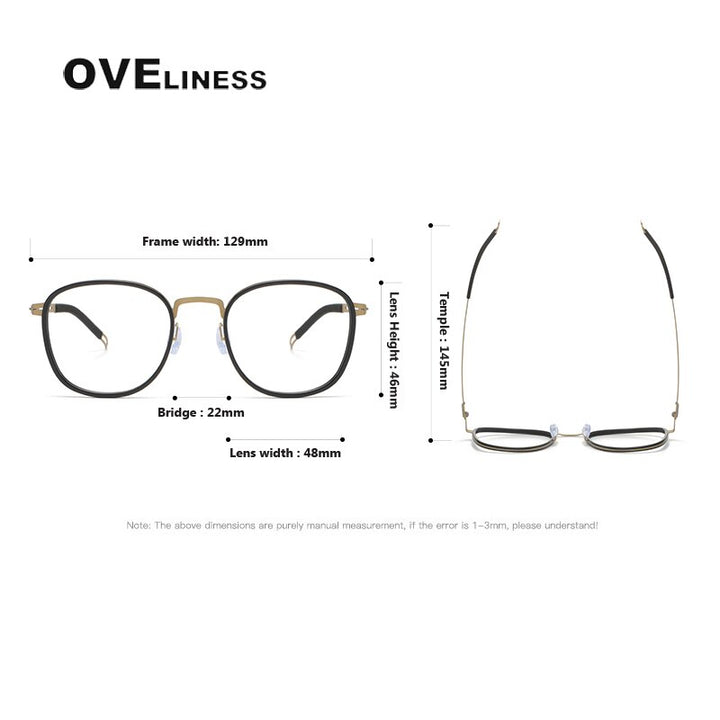 Oveliness Unisex Full Rim Square Screwless Titanium Eyeglasses 8202307 Full Rim Oveliness   
