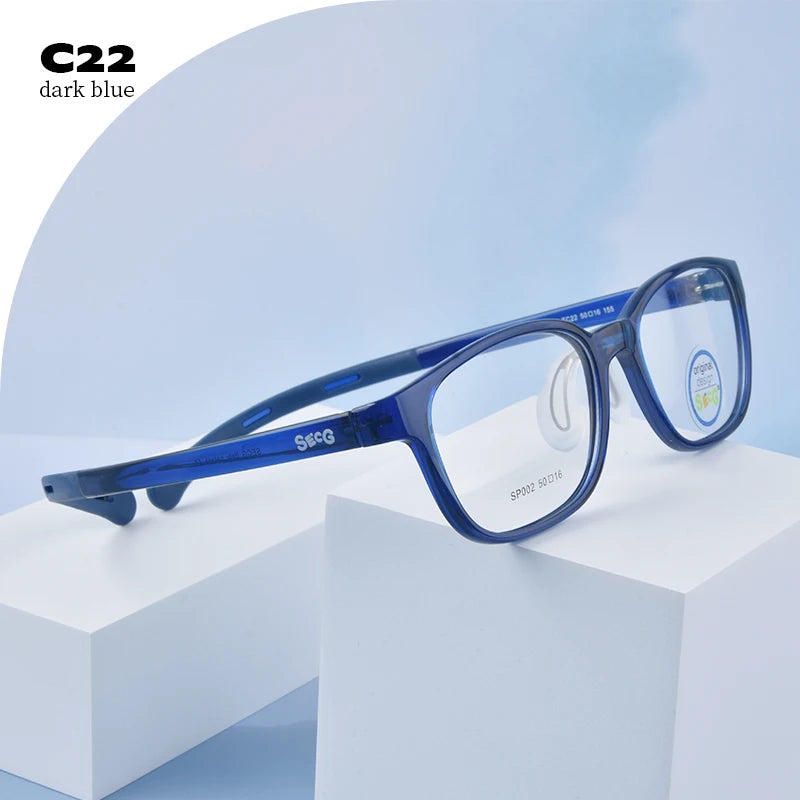 Secg Unisex Children's Full Rim Square Tr 90 Silicone Eyeglasses 19162 Full Rim Secg TC22