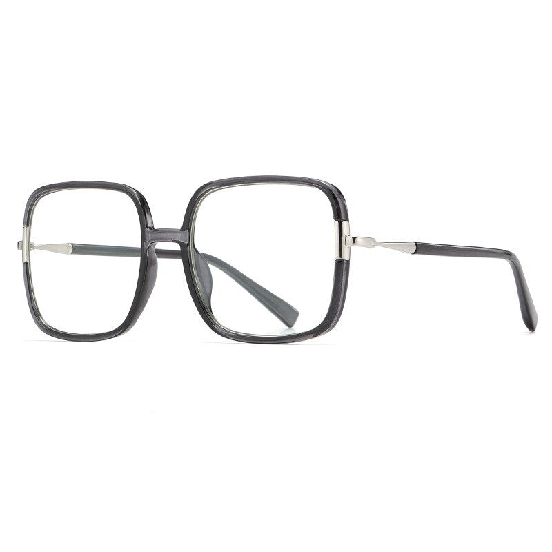 CCspace Unisex Full Rim Large Square Tr 90 Titanium Eyeglasses 56314 Full Rim CCspace Grey