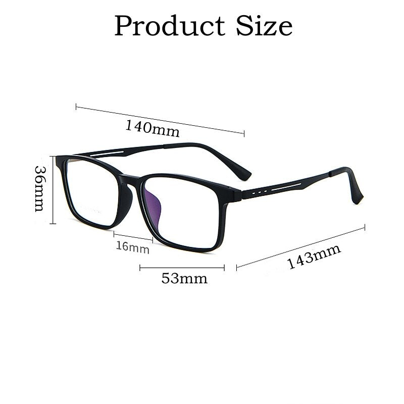 Yimaruili Unisex Full Rim Square Tr 90 Titanium Alloy Eyeglasses A1002 Full Rim Yimaruili Eyeglasses