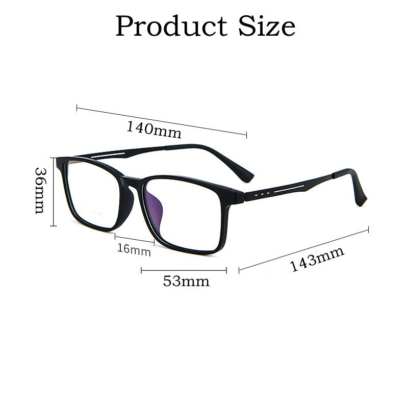 Yimaruili Unisex Full Rim Square Tr 90 Titanium Alloy Eyeglasses A1002 Full Rim Yimaruili Eyeglasses   