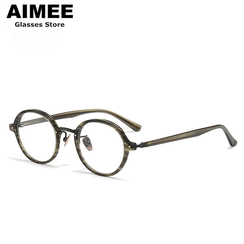 Aimee Women's Full Rim Round Titanium Acetate Eyeglasses 19646