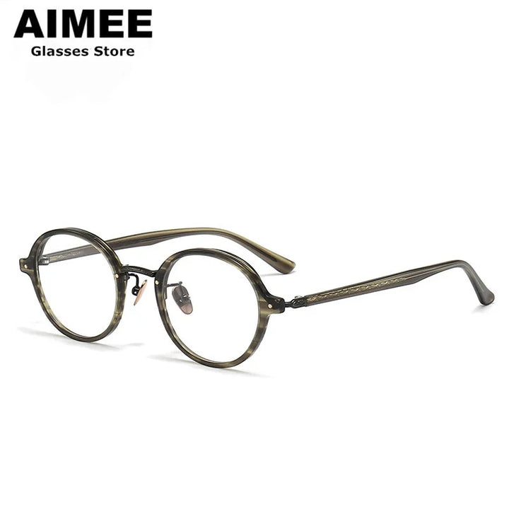 Aimee Women's Full Rim Round Titanium Acetate Eyeglasses 19646