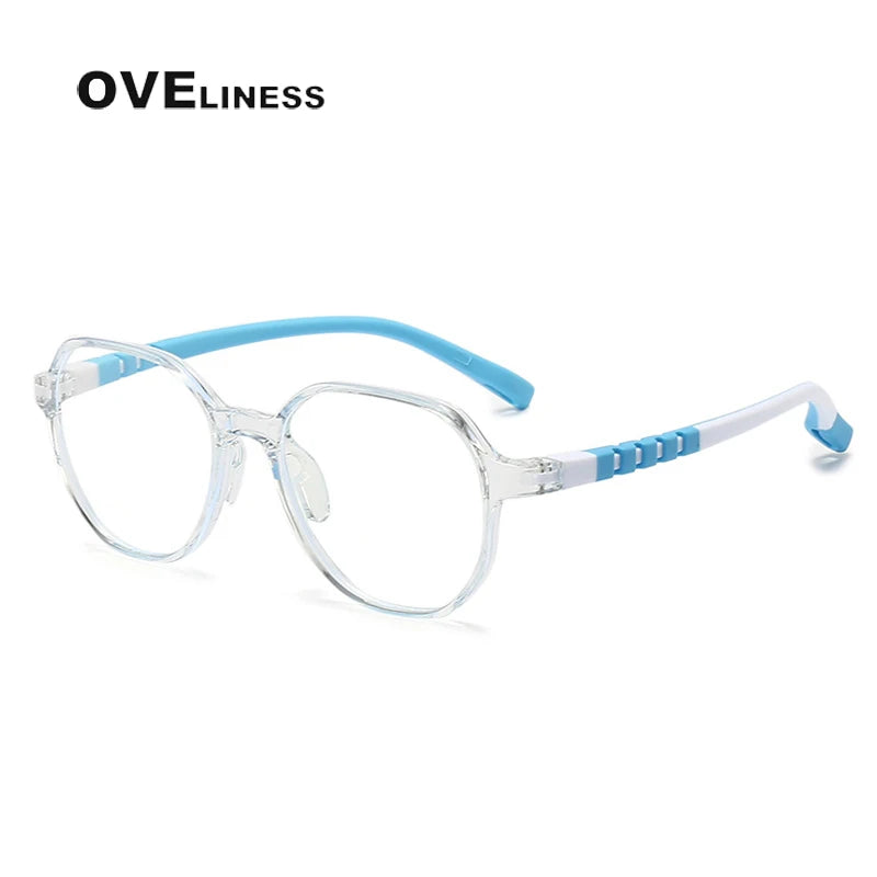 Oveliness Youth Unisex Full Rim Flat Top Oval Tr 90 Titanium Eyeglasses 91032 Full Rim Oveliness transparent  