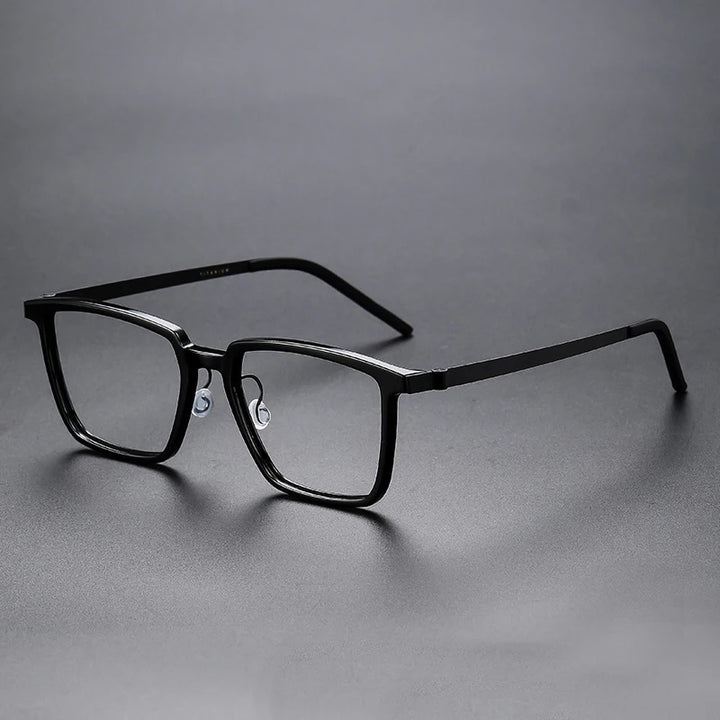 Black Mask Unisex Full Rim Big Square Titanium Acetate Eyeglasses D844 Full Rim Black Mask Black