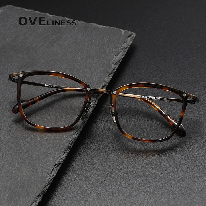 Oveliness Unisex Full Rim Square Acetate Titanium Eyeglasses Y053 Full Rim Oveliness