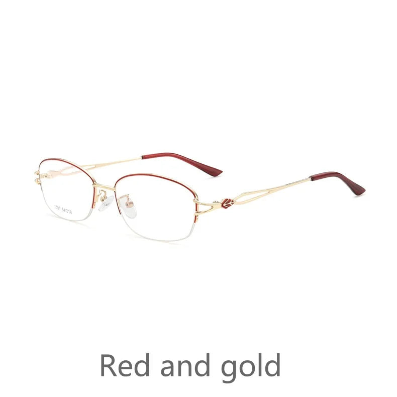 KatKani Womens Semi Rim Square Alloy Eyeglasses 1597 Semi Rim KatKani Eyeglasses Red and gold  