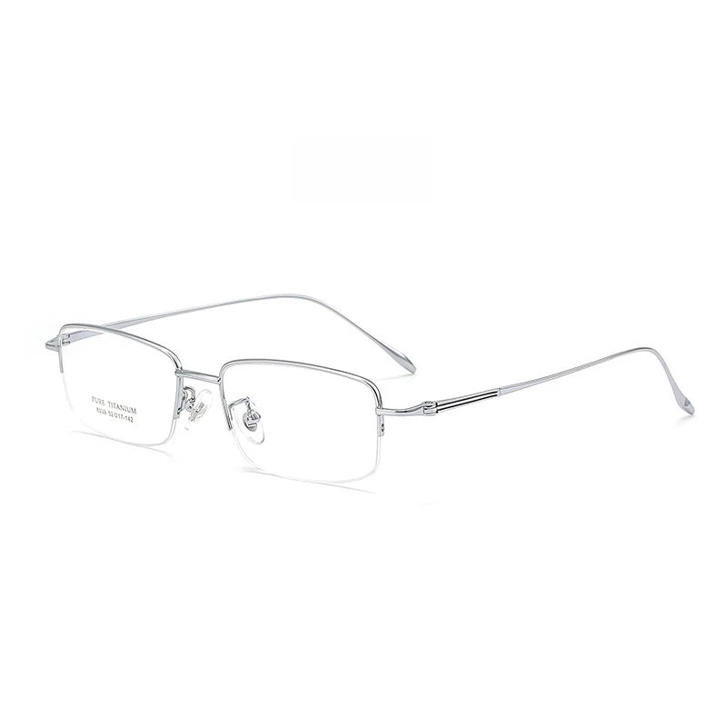 Yimaruili Men's Semi Rim Square Titanium  Eyeglasses Y8039 Full Rim Yimaruili Eyeglasses Silver