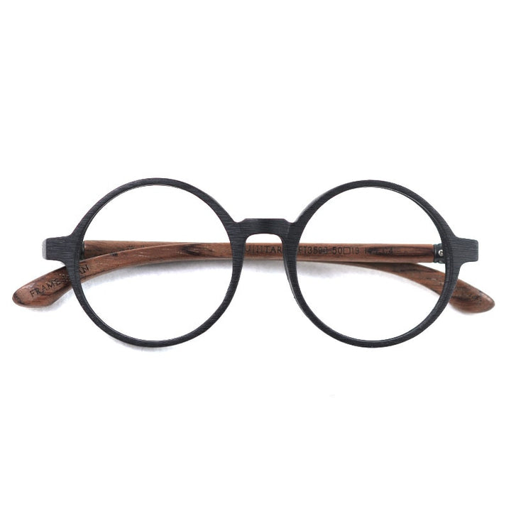 Hdcrafter Unisex Full Rim Round Wood Eyeglasses Ft3590 Full Rim Hdcrafter Eyeglasses