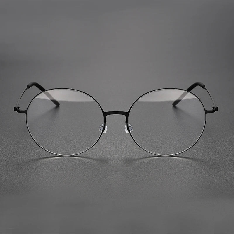 Black Mask Unisex Full Rim Round Screwless Titanium Eyeglasses 5516 Full Rim Black Mask
