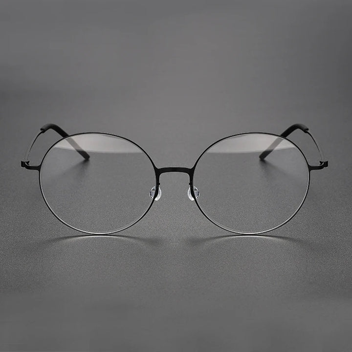 Black Mask Unisex Full Rim Round Screwless Titanium Eyeglasses 5516 Full Rim Black Mask